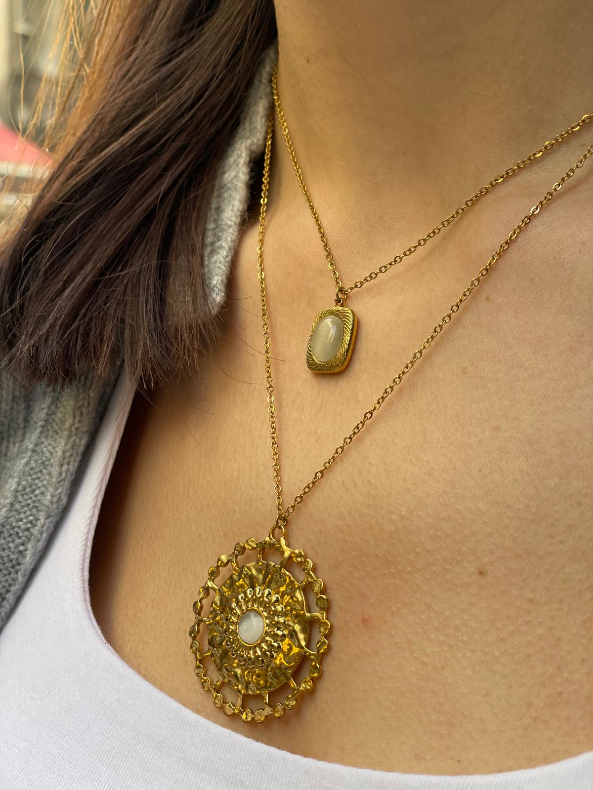 İncinin Güneşi Vintage Gold Kaplama Kolye