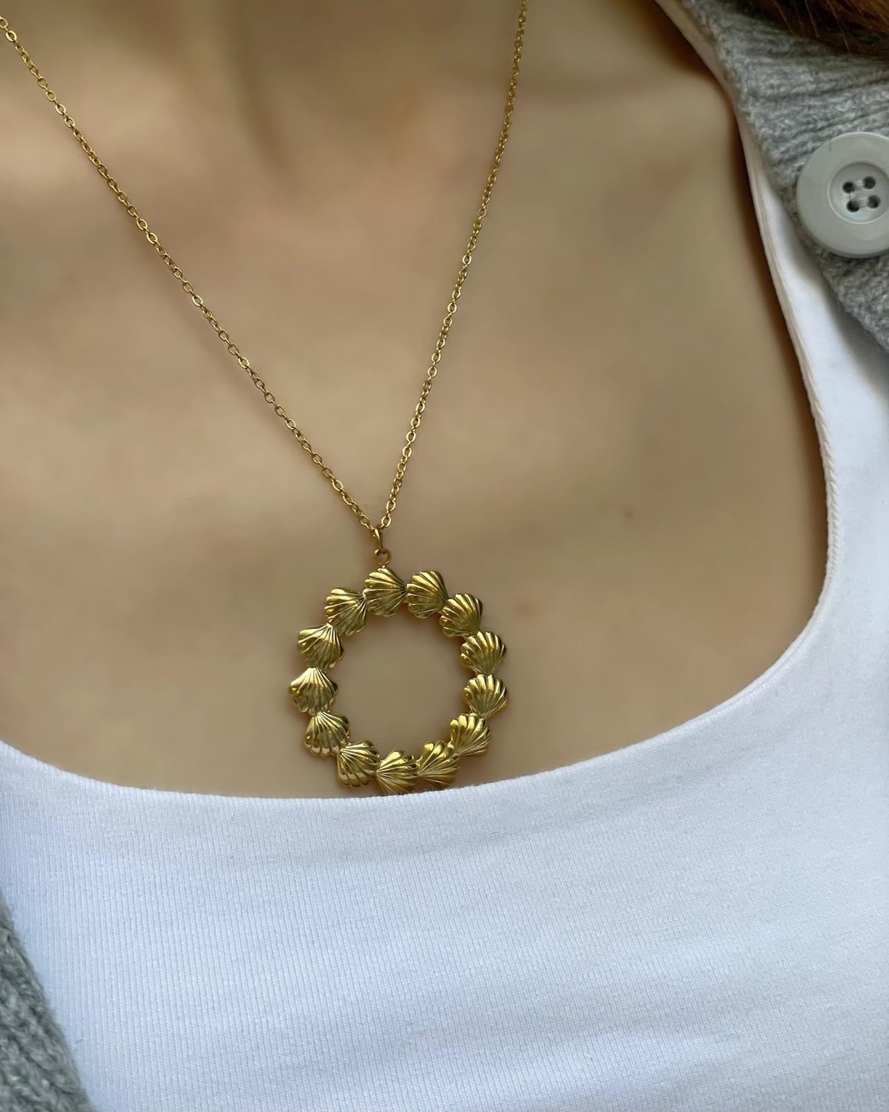 İstiridye Aşkı Vintage Gold Kaplama Kolye